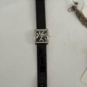 Elegant Black Leather Strap Watch